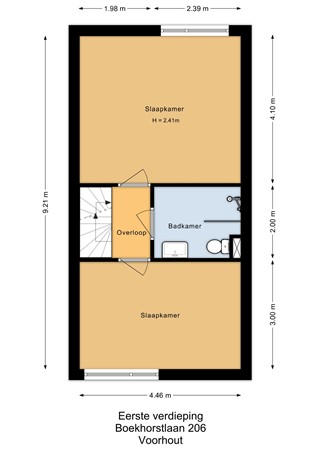 Floorplan - Boekhorstlaan 206, 2215 BL Voorhout
